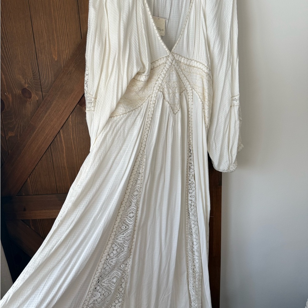 Free People Soft White Textured Dress